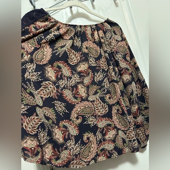 Collective Concepts paisley Blouse women’s Size XL boho keyhole crochet lace - Picture 14 of 16